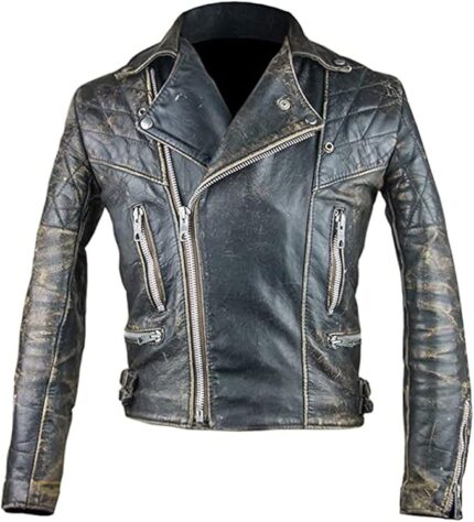 Authentic Distressed Brown Brando Leather Jacket for Men - Genuine Motorcycle Biker Style