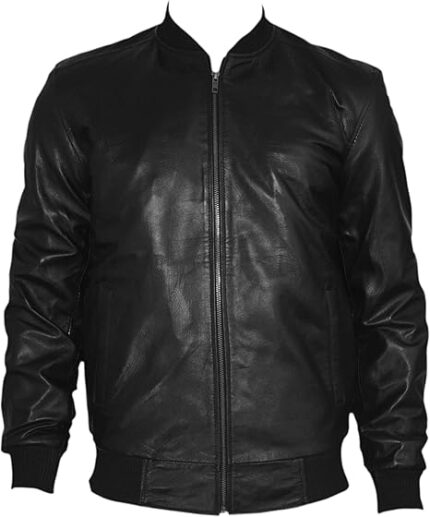 Unique Leather Bomber Jacket Men Black Leather Jackets for Mens Motorcycle Bomber Style Jackets for Men