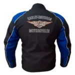 Harley Davidson Jacket Embroidered Motorcycle Men's Jacket Black Genuine Leather - Back