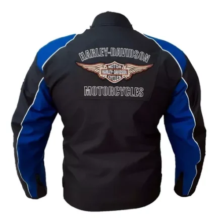 Harley Davidson Jacket Embroidered Motorcycle Men's Jacket Black Genuine Leather - Back