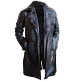 German Classic Law Officer Black Leather Trench Coat