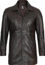 Brown Leather Jacket Men - Natural Distressed Leather Jackets for Men - Front Closed