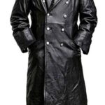 German Classic Officer WW2 Vintage Military Uniform Black Leather Trench Coat