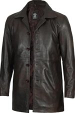 Brown Leather Jacket Men - Natural Distressed Leather Jackets for Men - Front