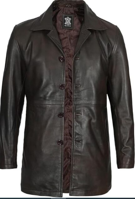 Brown Leather Jacket Men - Natural Distressed Leather Jackets for Men - Front