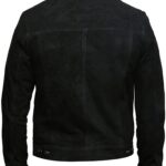 MJ0008 - Suede Trucker Jacket Men - Mens Brown Western Style Cowboy Suede Leather Coat-backside