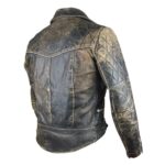 MJ0009 - Genuine Distressed Black Leather Jacket-back side