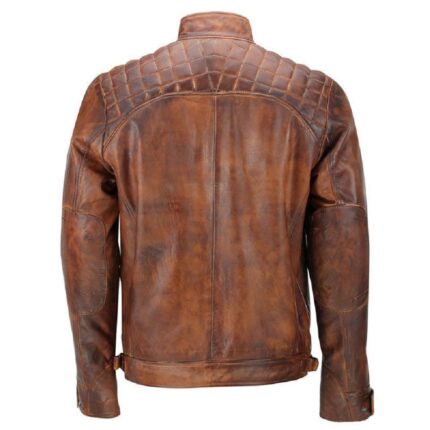 MJ0026 - Men's Genuine Vintage Distressed Leather Motorcycle Jacket for Bikers-back