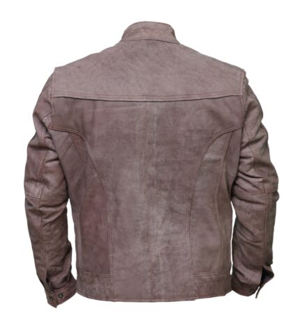 MJ0022 - Men's Distressed Brown Leather Jacket