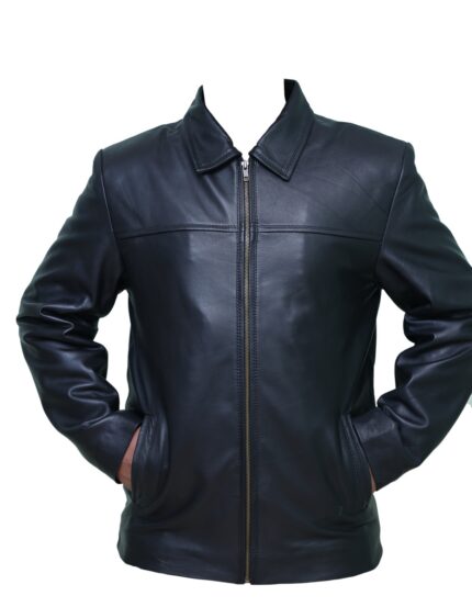 MJ0023 - MAG Leather Men's Café Racer Biker Bue Vintage Plain Motorcycle Real Leather Jacket for Men