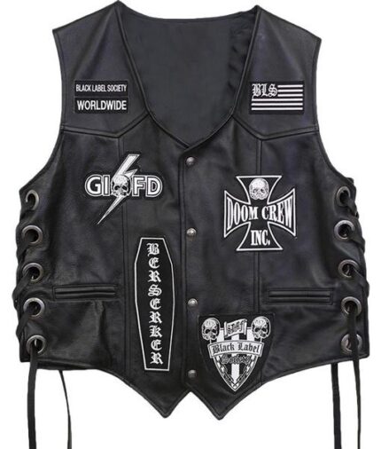 Black Label Society Black Vest with Patches - Front