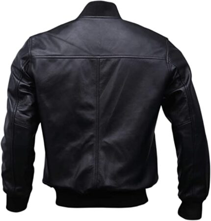 Varsity Bomber Leather Jacket Men Genuine Lambskin Flight Military Tactical Jacket - Back