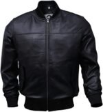 Varsity Bomber Leather Jacket Men Genuine Lambskin Flight Military Tactical Jacket