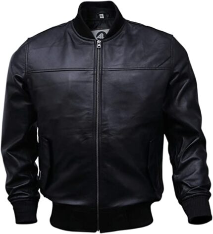 Varsity Bomber Leather Jacket Men Genuine Lambskin Flight Military Tactical Jacket