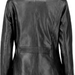 Jild Classic 2-Button Lambskin Leather Blazer Women - Casual Coat Long Sleeves Suit Style Leather Jacket Women - Back