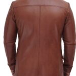 Brandon Tan Mens Leather Blazer Jacket - Back