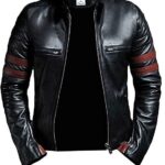 Men's Genuine Lambskin Leather Jacket Black Biker Jacket