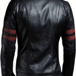 Men's Genuine Lambskin Leather Jacket Black Biker Jacket - back