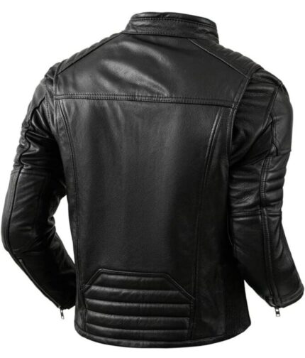 Top-Quality Genuine Leather Jacket Men's Fashion Retro Old Collar Biker Jacket Spring And Autumn New Style - Back