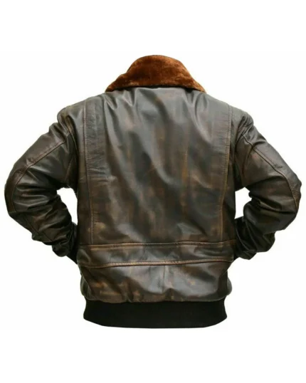 Elite Men's Distressed Brown G1 Aviator A2 Bomber Leather Jacket - Back